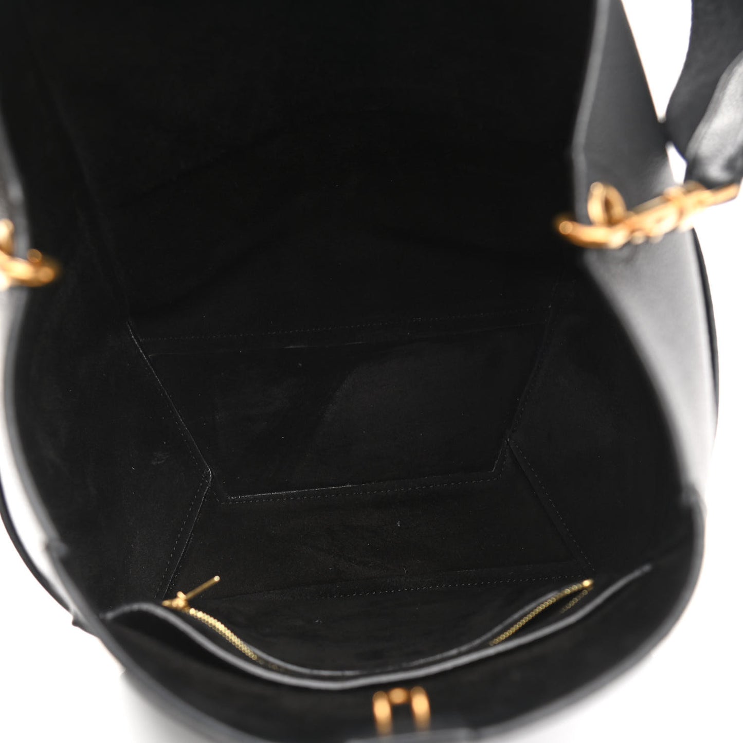 Soft Grained Calfskin Sangle Bucket Bag Black