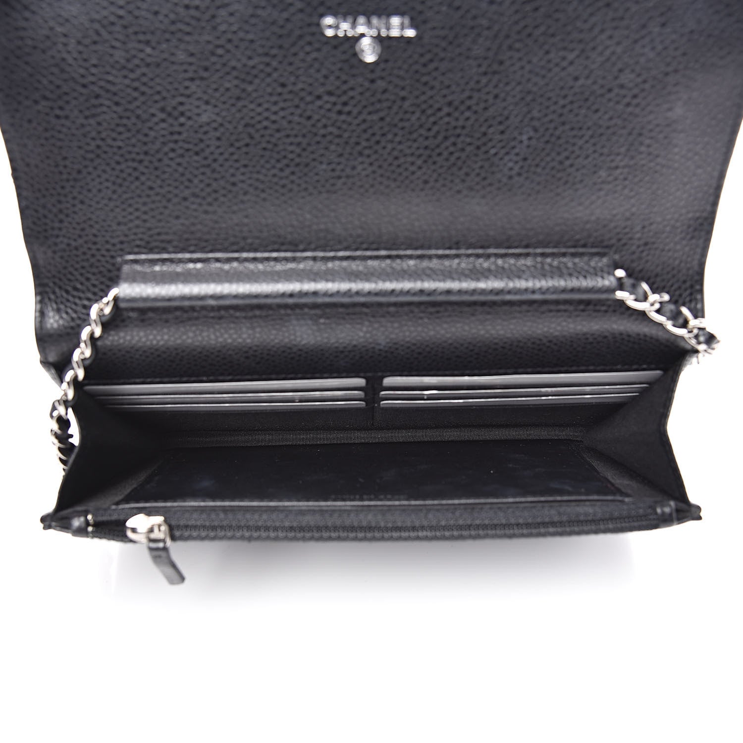 Chanel Caviar Patent CC Wallet On Chain WOC Black 5 of 14