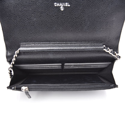 Chanel Caviar Patent CC Wallet On Chain WOC Black 5 of 14