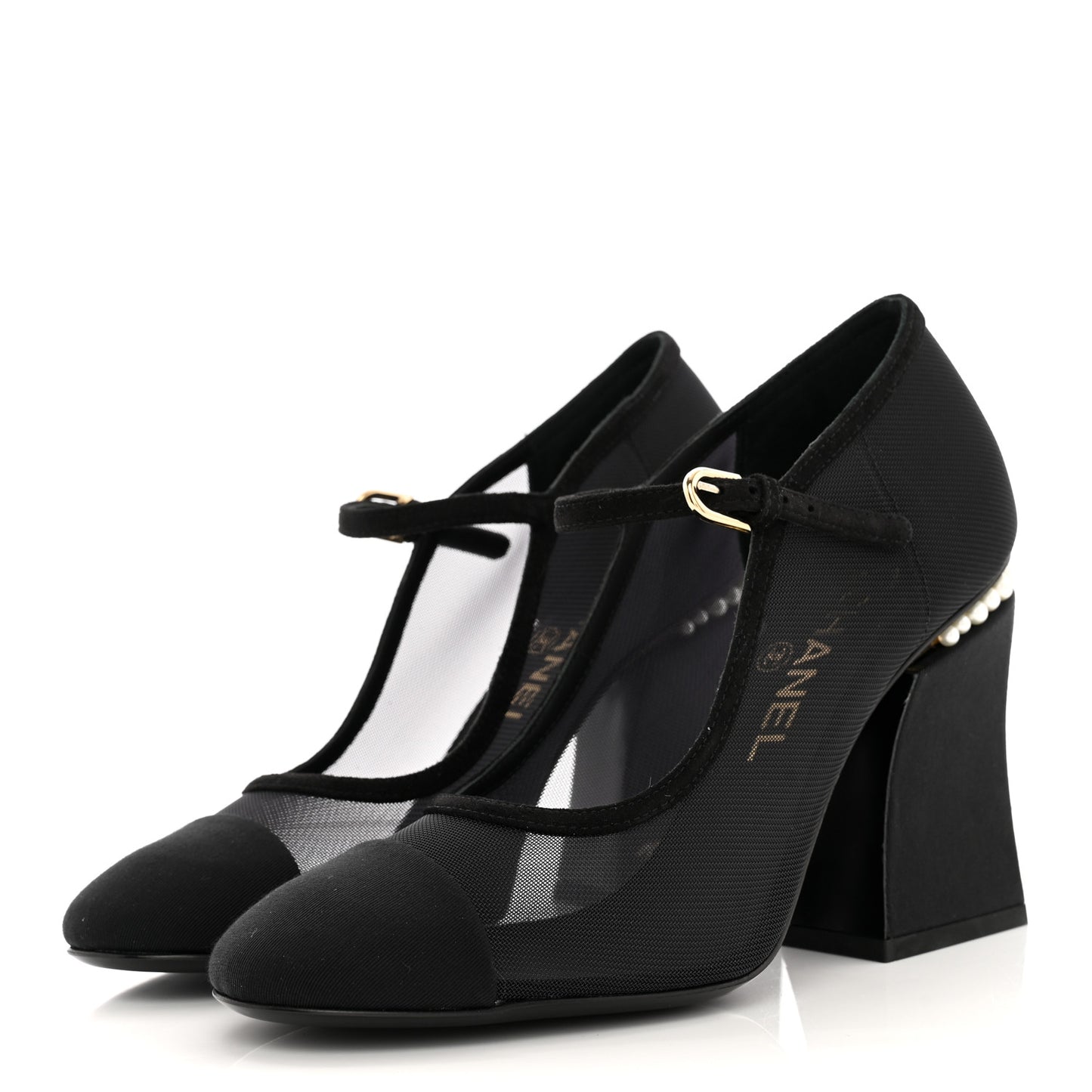 Mesh Suede Grosgrain Pearls Cap Toe Open Slingback Pumps 37 Black