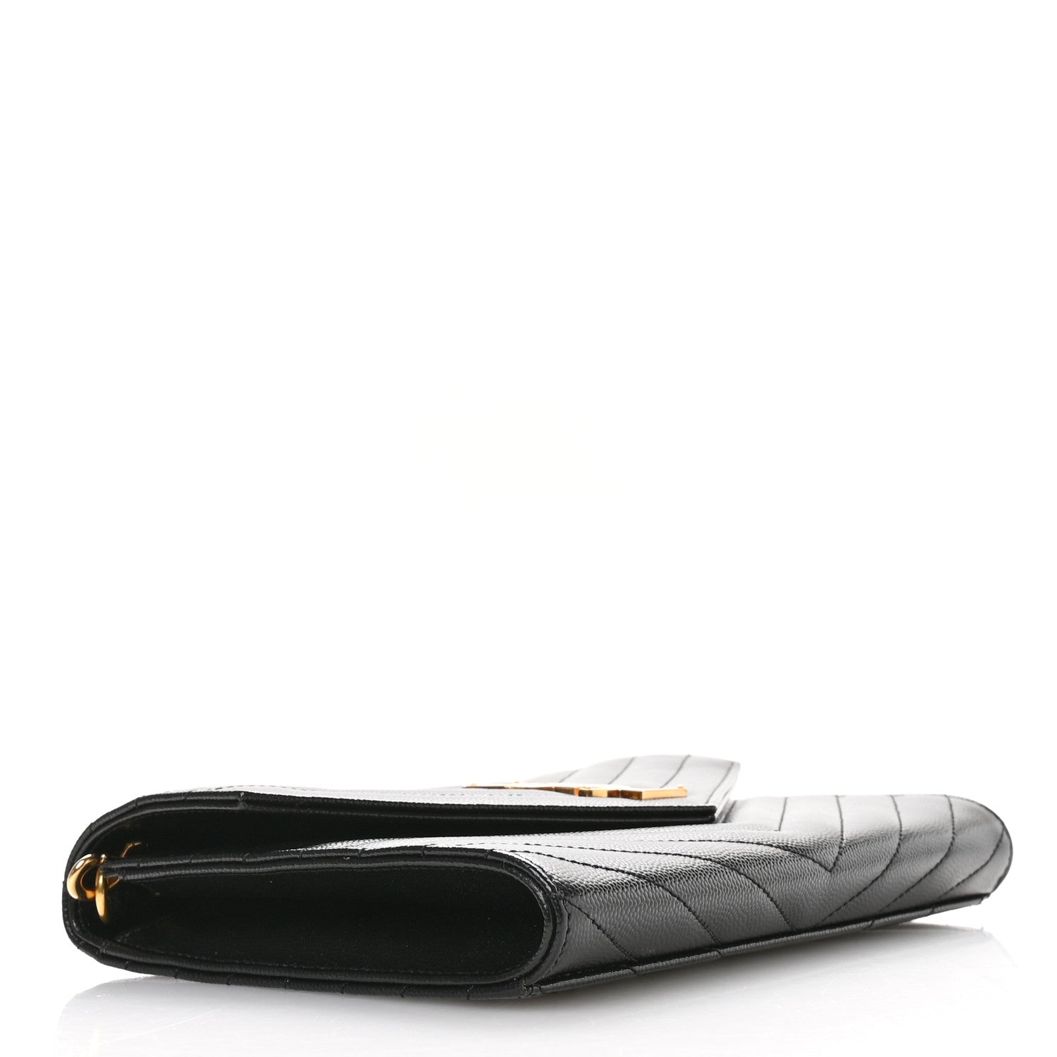 Saint Laurent Grain De Poudre Matelasse Chevron Monogram Envelope Clutch Black 4 of 7