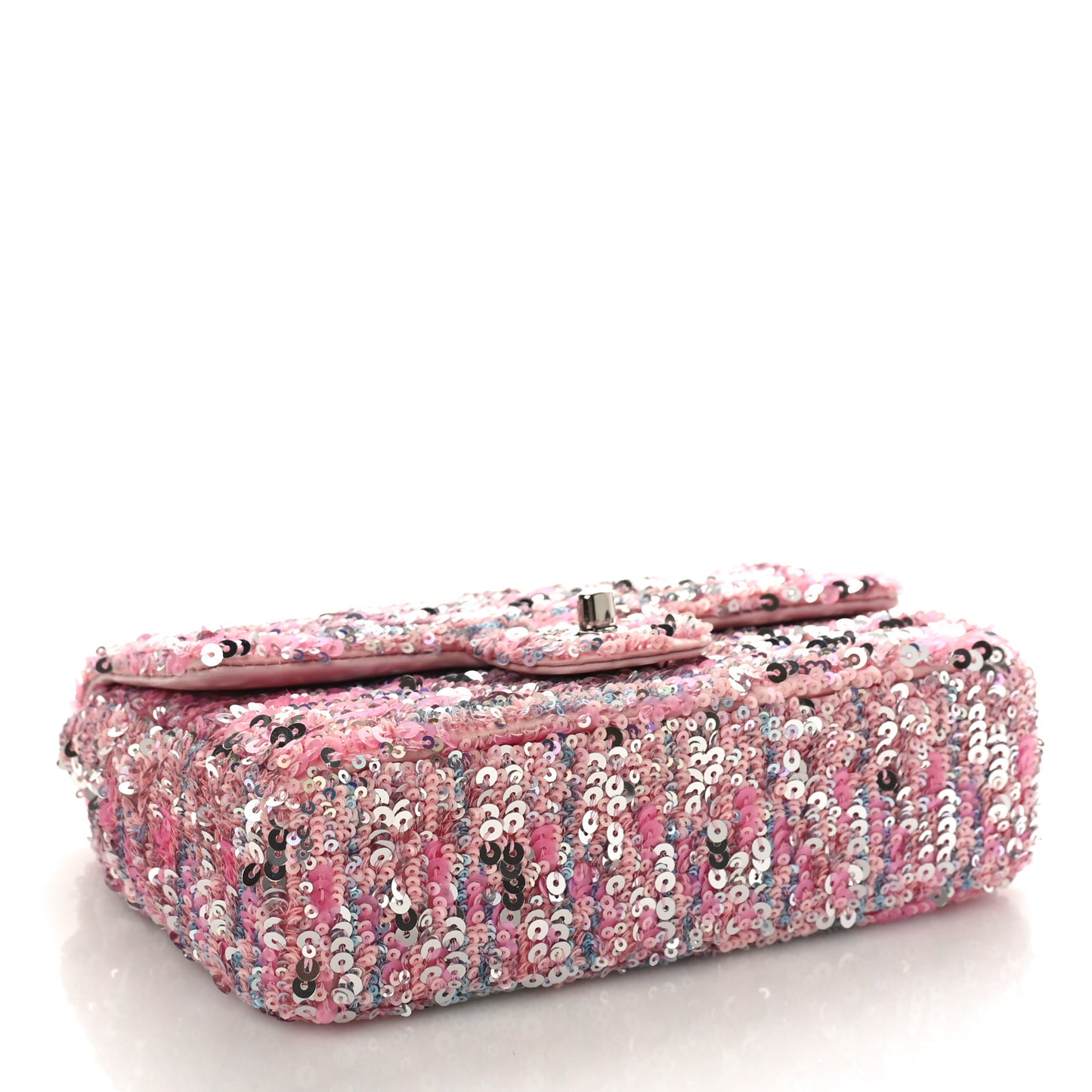 Sequin Mini Rectangular Flap Light Pink Silver