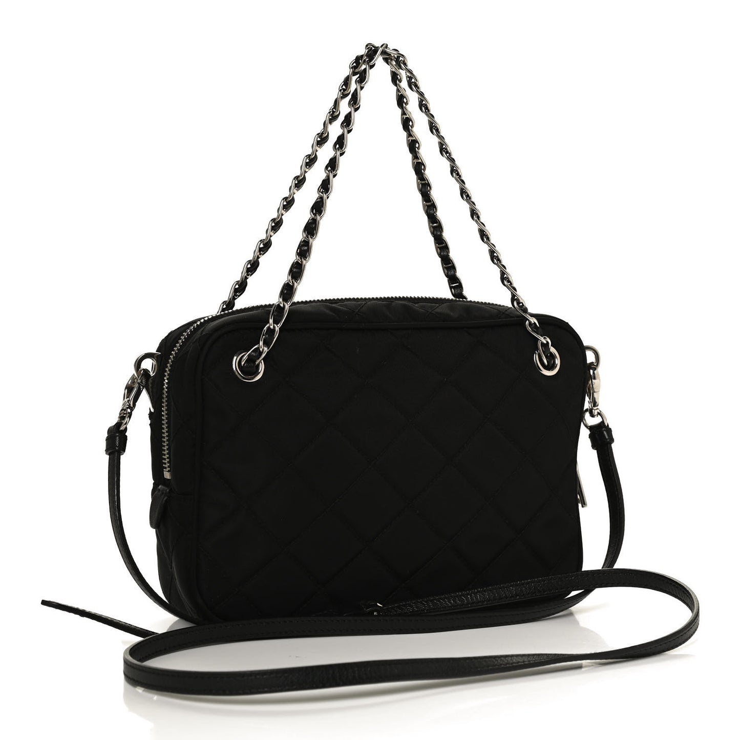 Nylon Tessuto Impuntu Quilted Bandoliera Crossbody Bag Black