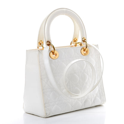 Christian Dior Patent Cannage Medium Lady Dior White 2 of 18