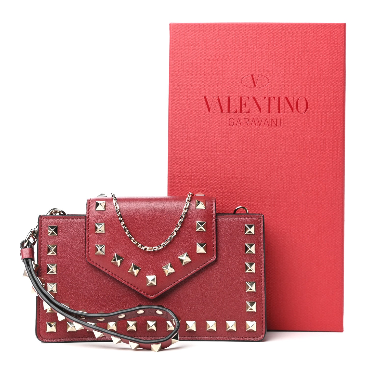 Valentino Garavani Calfskin Rockstud Phone Case With Chain Rosso Valentino 11 of 11