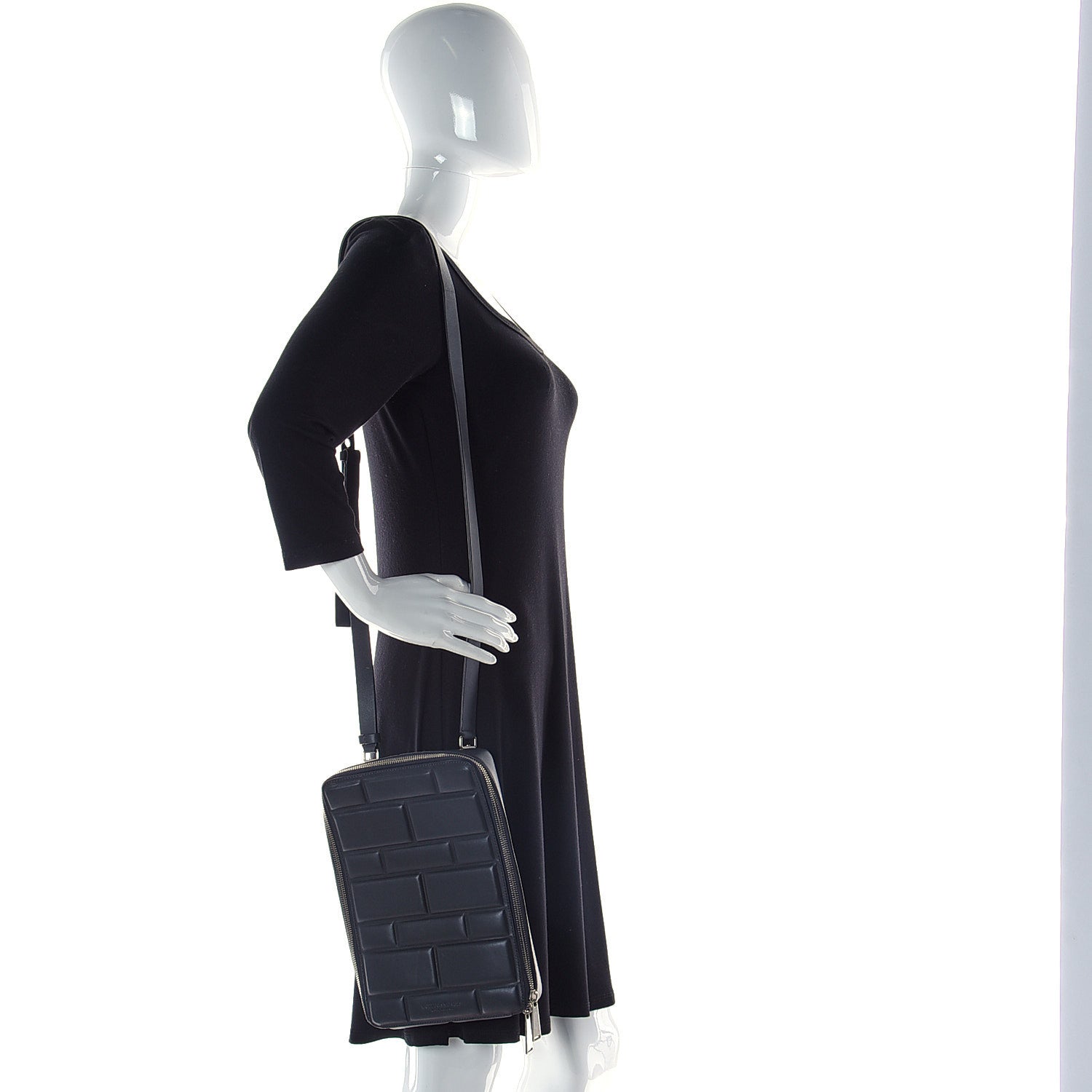 Bottega Veneta Embossed Nappa Crossbody Bag Black 2 of 12