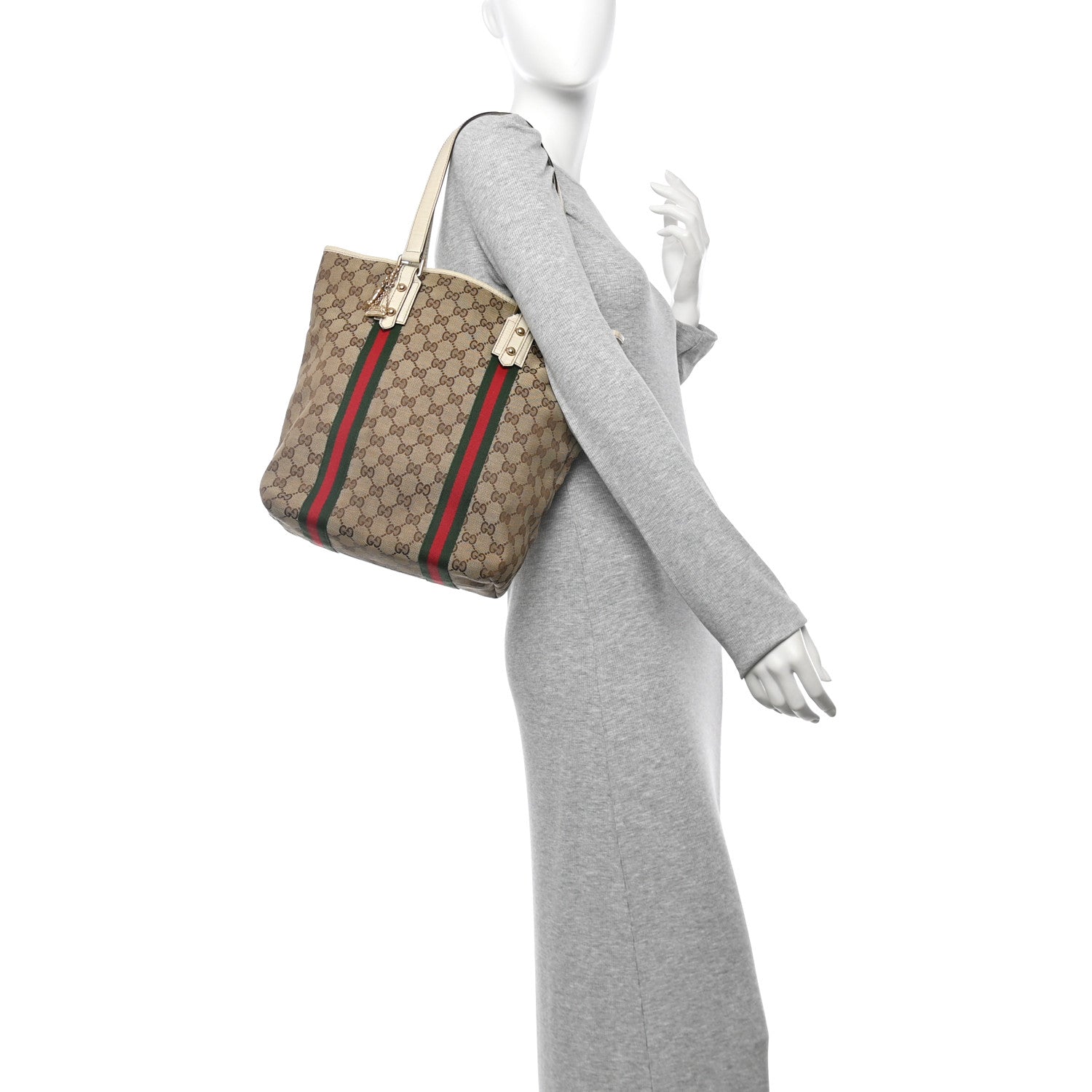 Gucci GG Monogram Web Jolicoeur Vertical Shopping Tote Off White 2 of 11