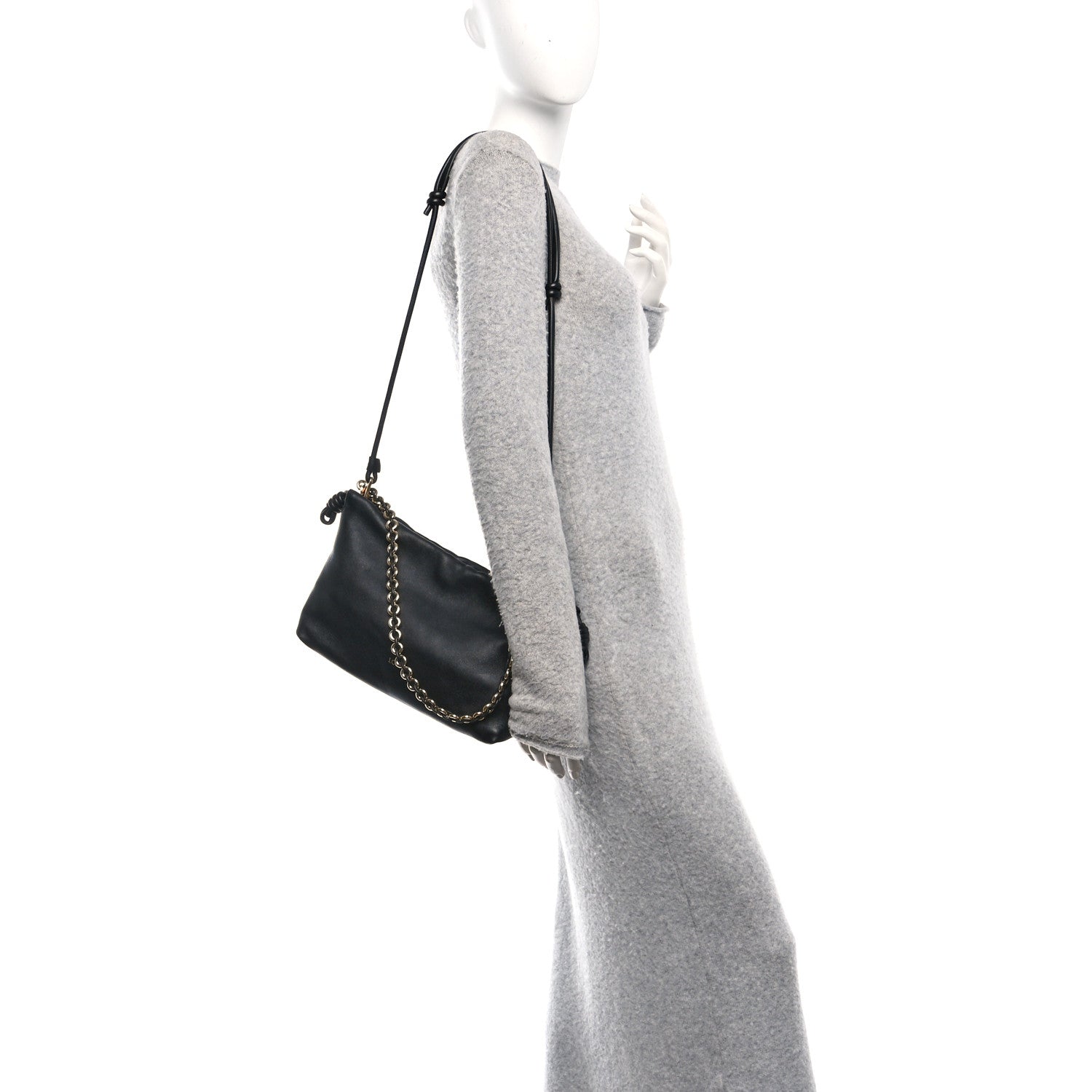 Loewe Mellow Nappa Medium Donut Chain Flamenco Knot Clutch Black 2 of 10
