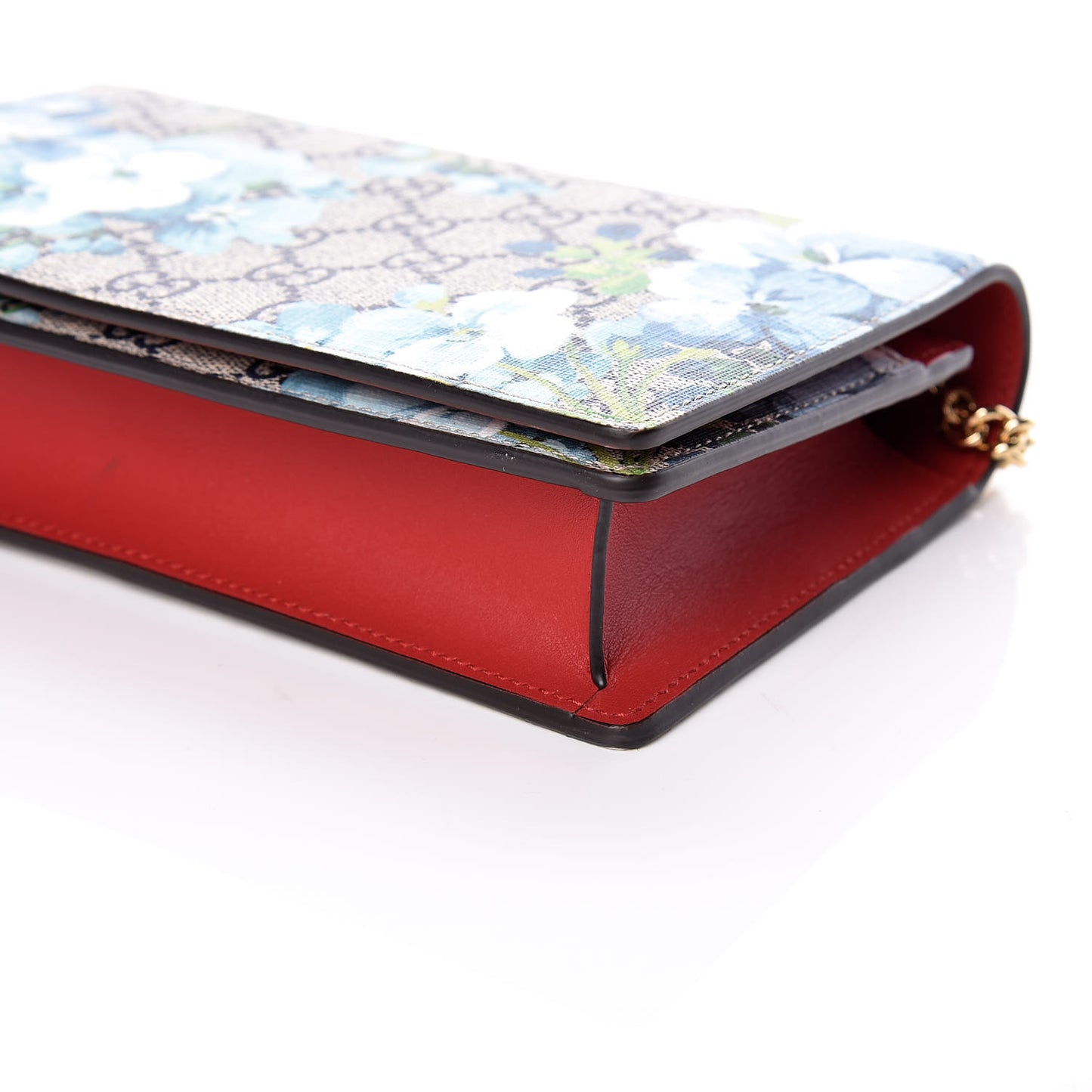 GG Supreme Monogram Blooms Chain Wallet Blue