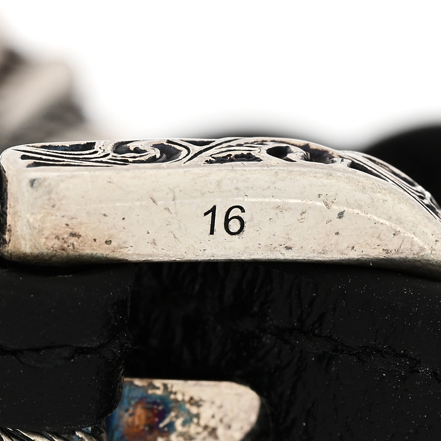 Gucci Sterling Silver Leather Interlocking G Woven Bracelet Black 4 of 5