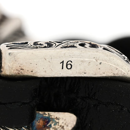 Gucci Sterling Silver Leather Interlocking G Woven Bracelet Black 4 of 5
