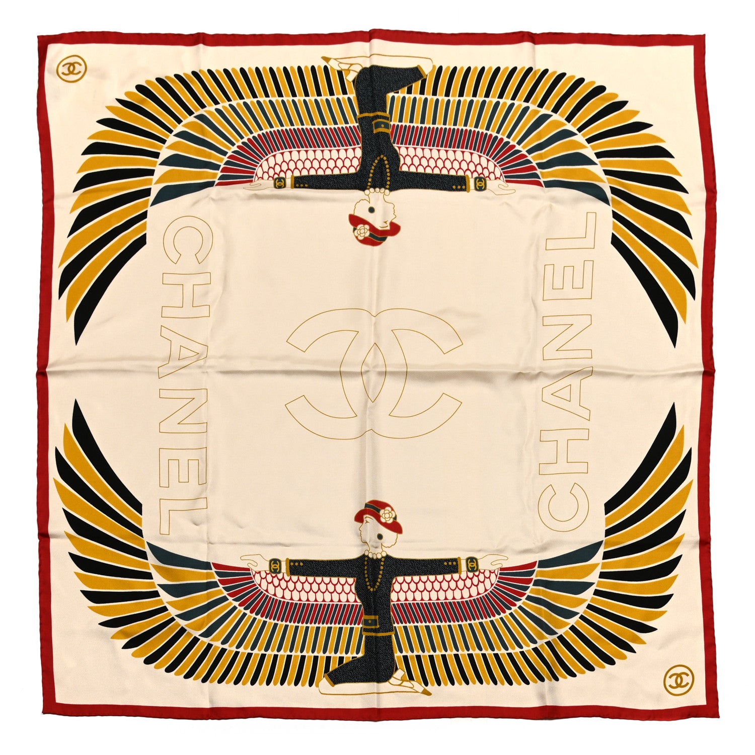 Chanel Silk Egyptian CC Scarf Beige 1 of 5