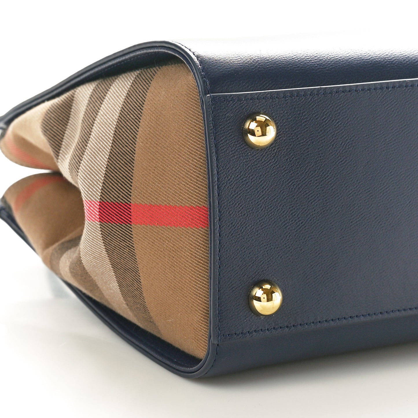 Calfskin Mega Check Small Banwell Tote Dark Canvas Blue