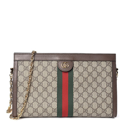 Gucci GG Supreme Monogram Web Medium Ophidia Chain Shoulder Bag Brown 1 of 11