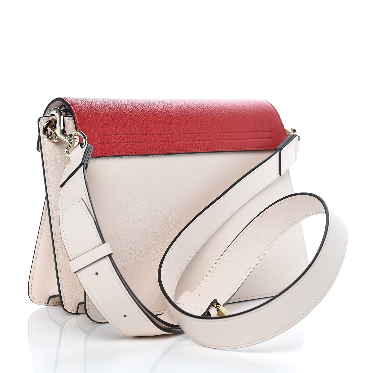 MCM Visetos Calfskin Colorblock Mezzanin Shoulder Bag Cognac Ruby Red 3 of 10
