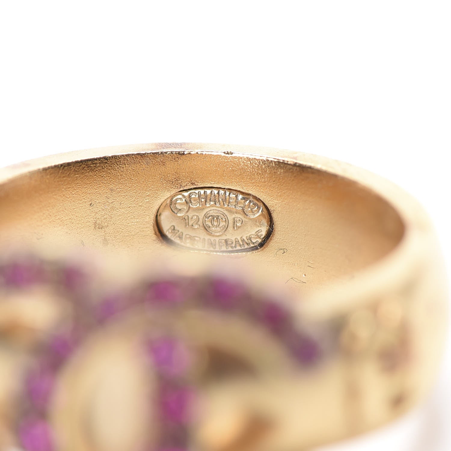 Chanel Crystal CC Ring 7 Gold Pink 5 of 8