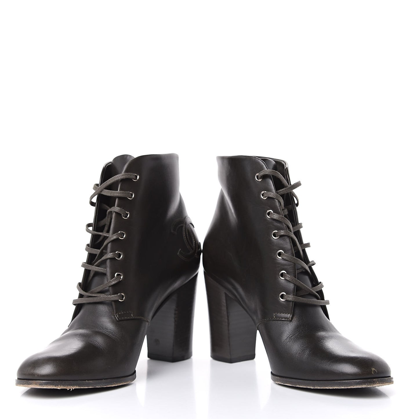 Lambskin CC Short Boots 37.5 Dark Grey