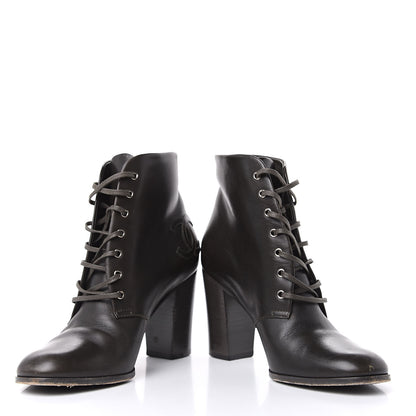 Chanel Lambskin CC Short Boots 37.5 Dark Grey 5 of 10