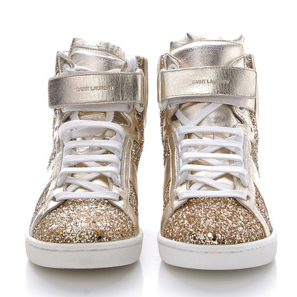 Saint Laurent Nappa Glitter Court Classic SL/14H High Top Sneakers 36.5 Platino 2 of 11