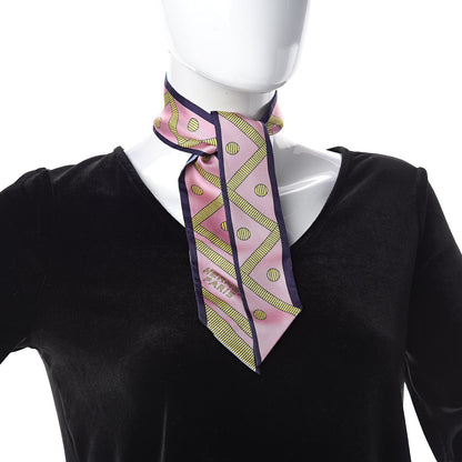 Hermes Silk Blade En Berline Twilly Vieux Rose Marine Jaune 2 of 4