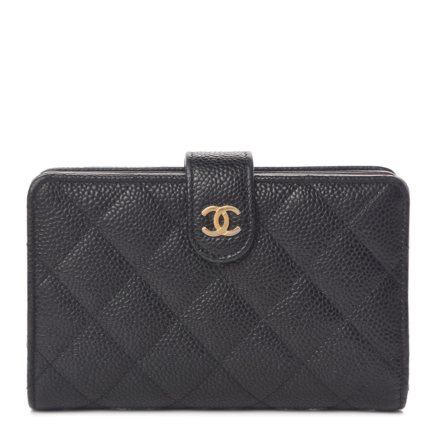 Caviar Quilted Zipped Pocket Wallet Black