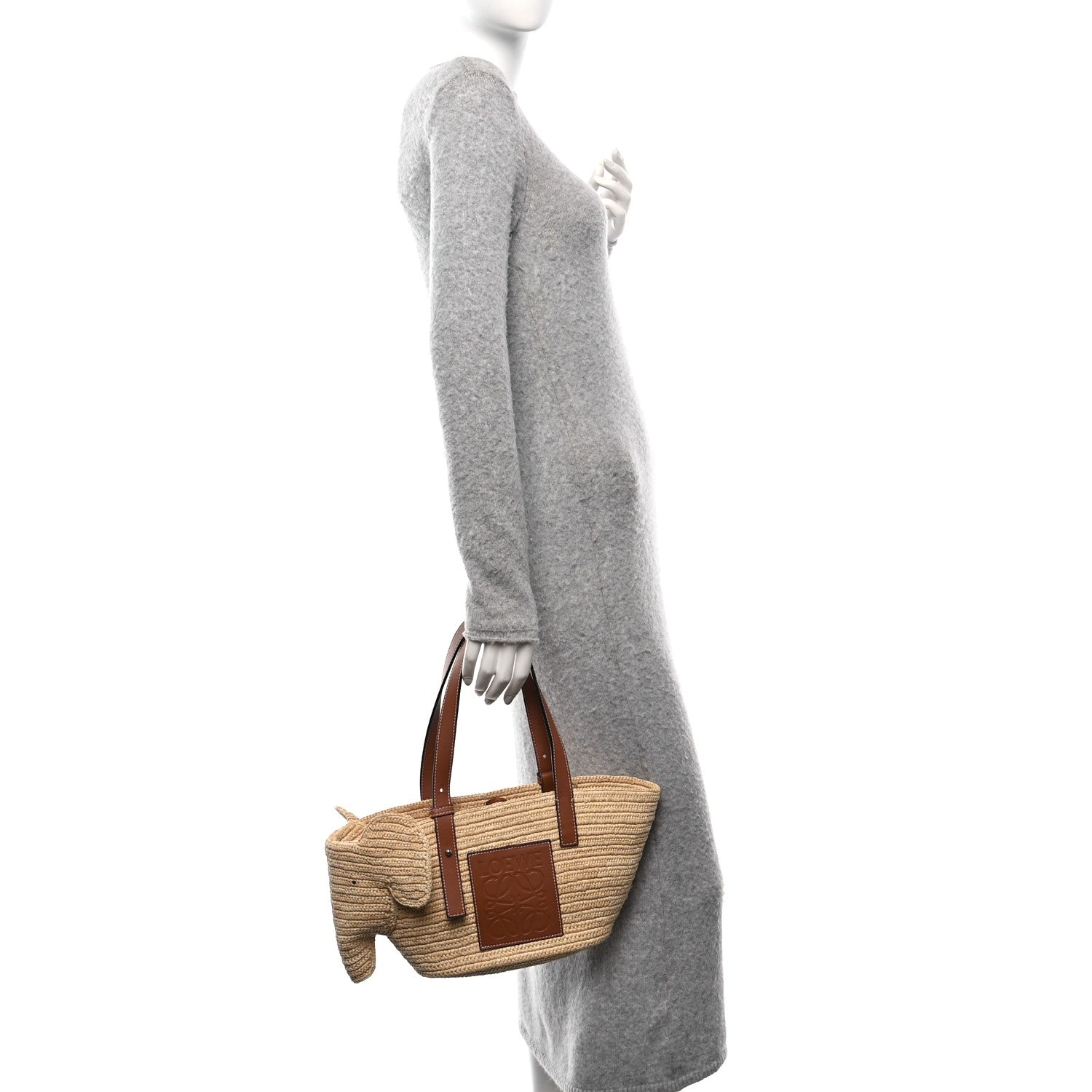 Loewe Raffia Small Elephant Basket Tote Bag Natural Tan 2 of 10