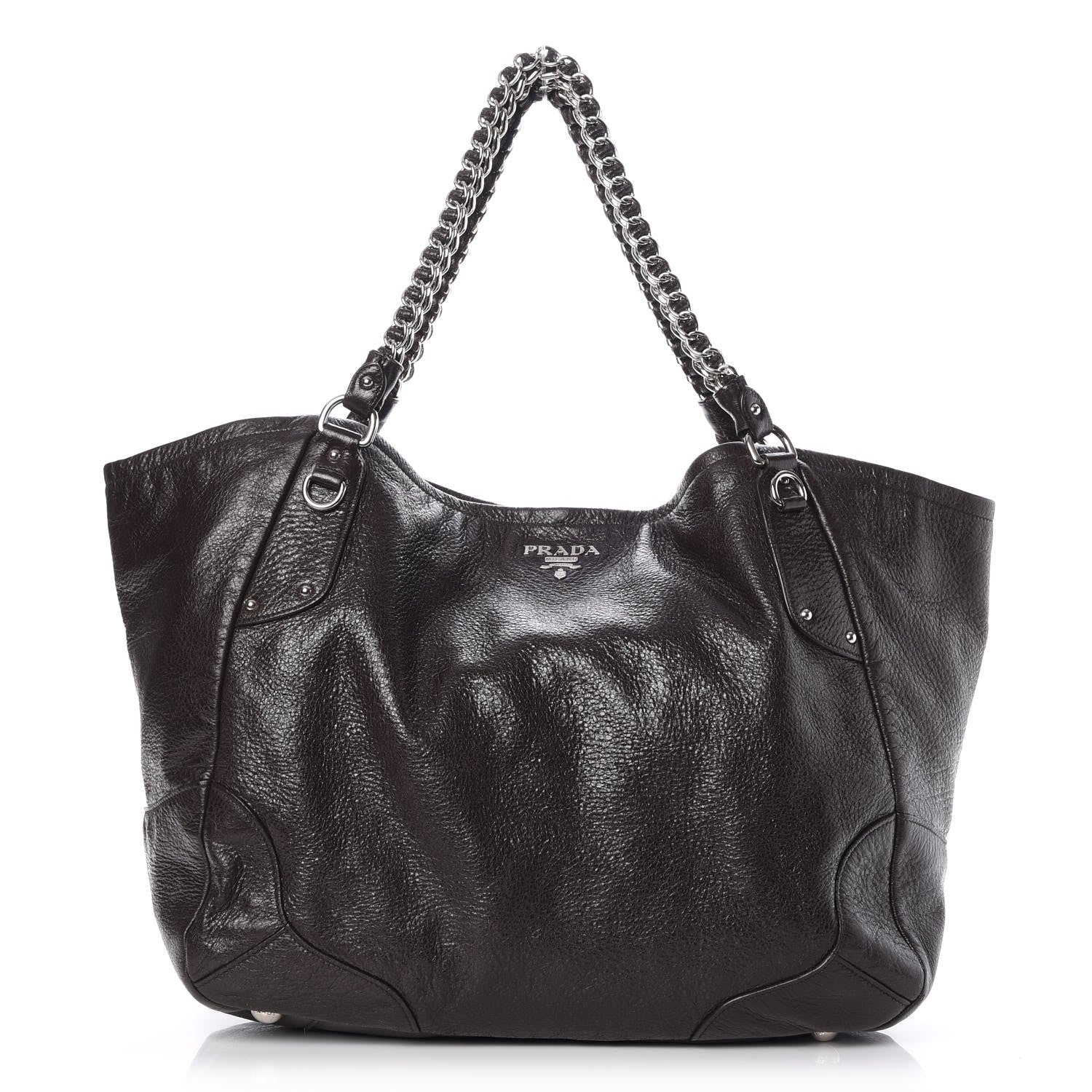 Prada Cervo Lux Chain Shoulder Bag Ebano 1 of 8