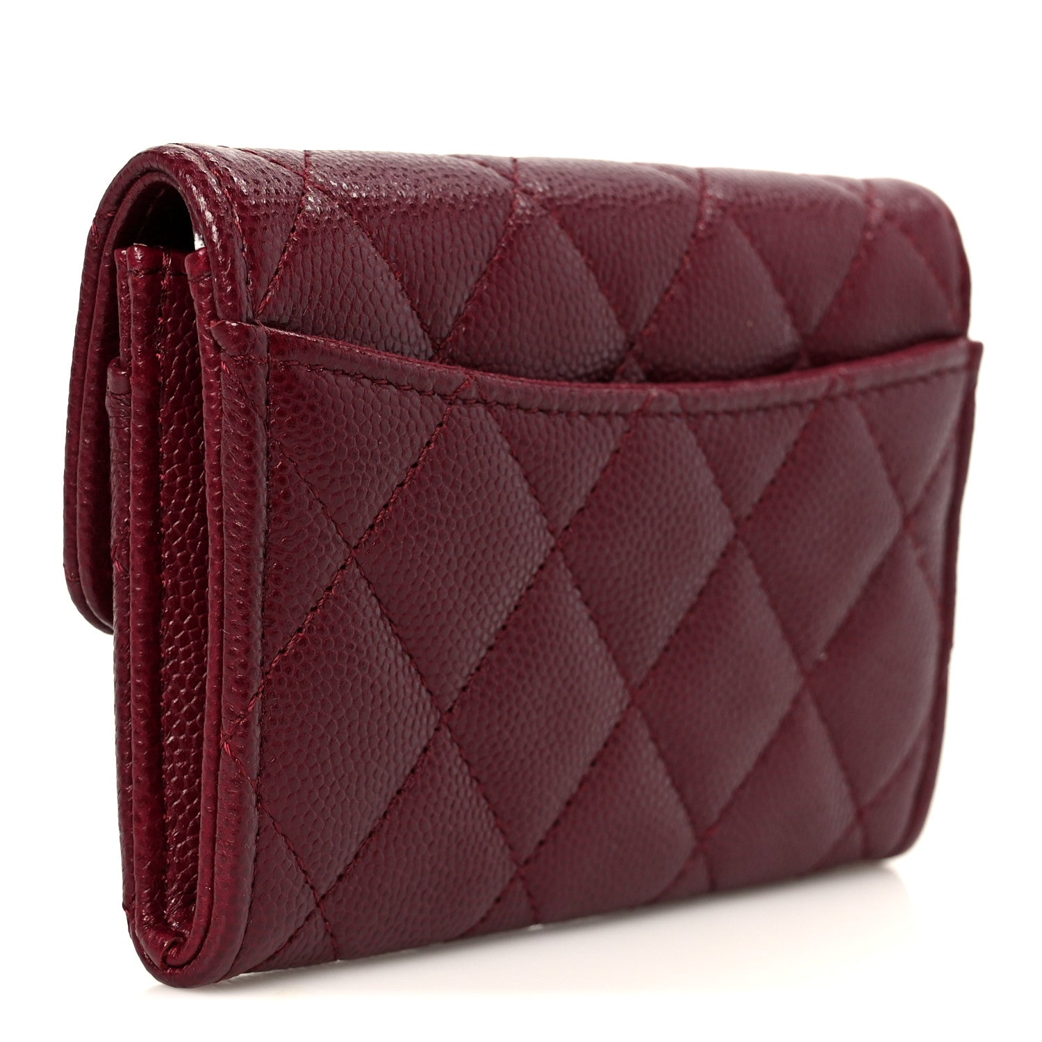 Chanel Caviar Quilted Flap Card Holder Wallet Burgundy 3 of 10