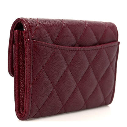 Chanel Caviar Quilted Flap Card Holder Wallet Burgundy 3 of 10