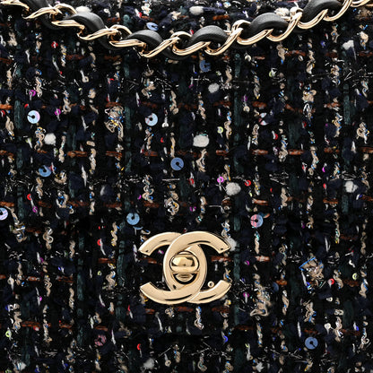 Chanel Glittered Tweed Quilted Mini Rectangular Flap Navy Blue Mulitcolor 8 of 10