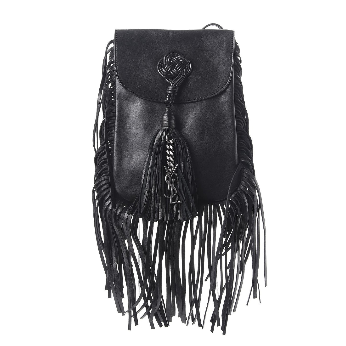 Lambskin Fringe Small Anita Crossbody Bag Black