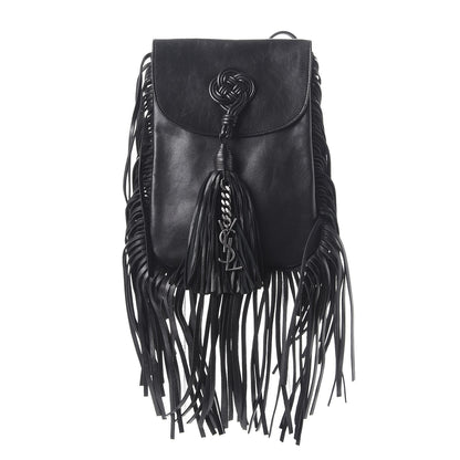 Saint Laurent Lambskin Fringe Small Anita Crossbody Bag Black 1 of 7