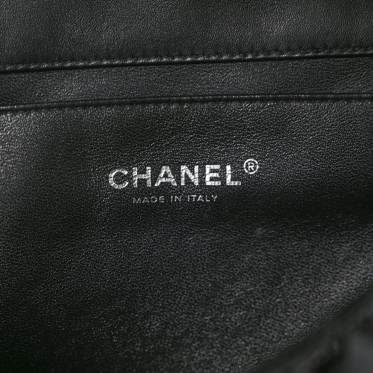Patent Quilted Clutch with Chain Flap Black