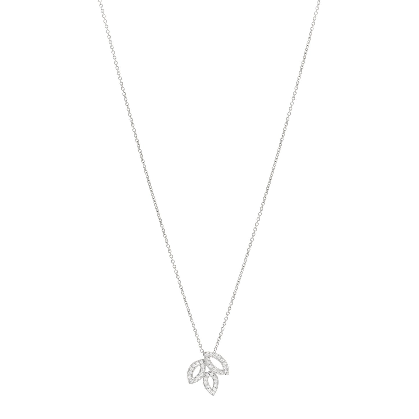 Platinum Diamond Small Lily Cluster Pendant Necklace