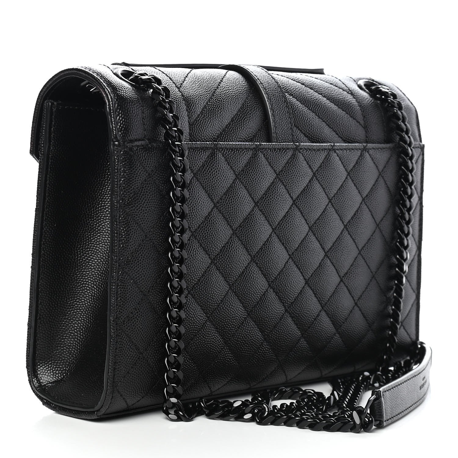 Saint Laurent Grain De Poudre Textured Mixed Matelasse Triquilt Medium Monogram Satchel Black 3 of 10