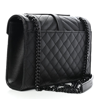 Saint Laurent Grain De Poudre Textured Mixed Matelasse Triquilt Medium Monogram Satchel Black 3 of 10