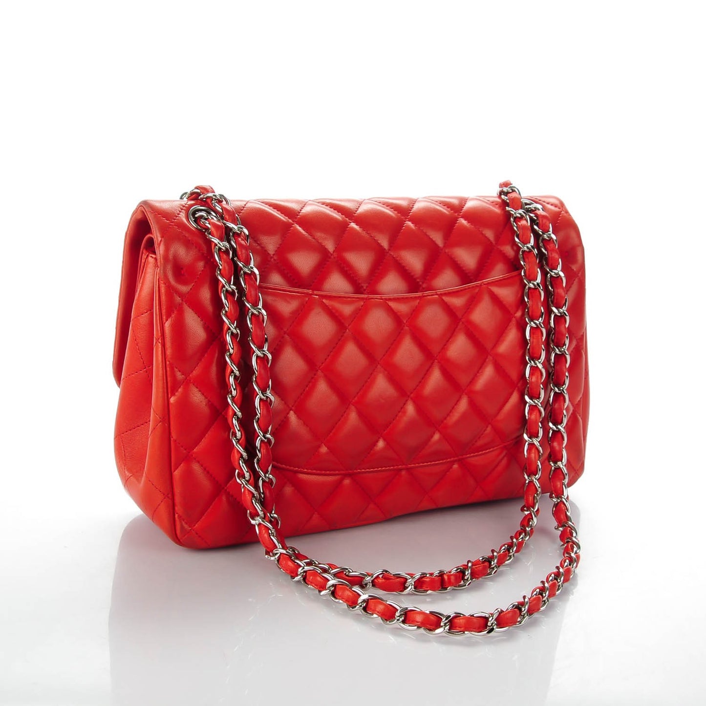 Lambskin Quilted Jumbo Double Flap Red