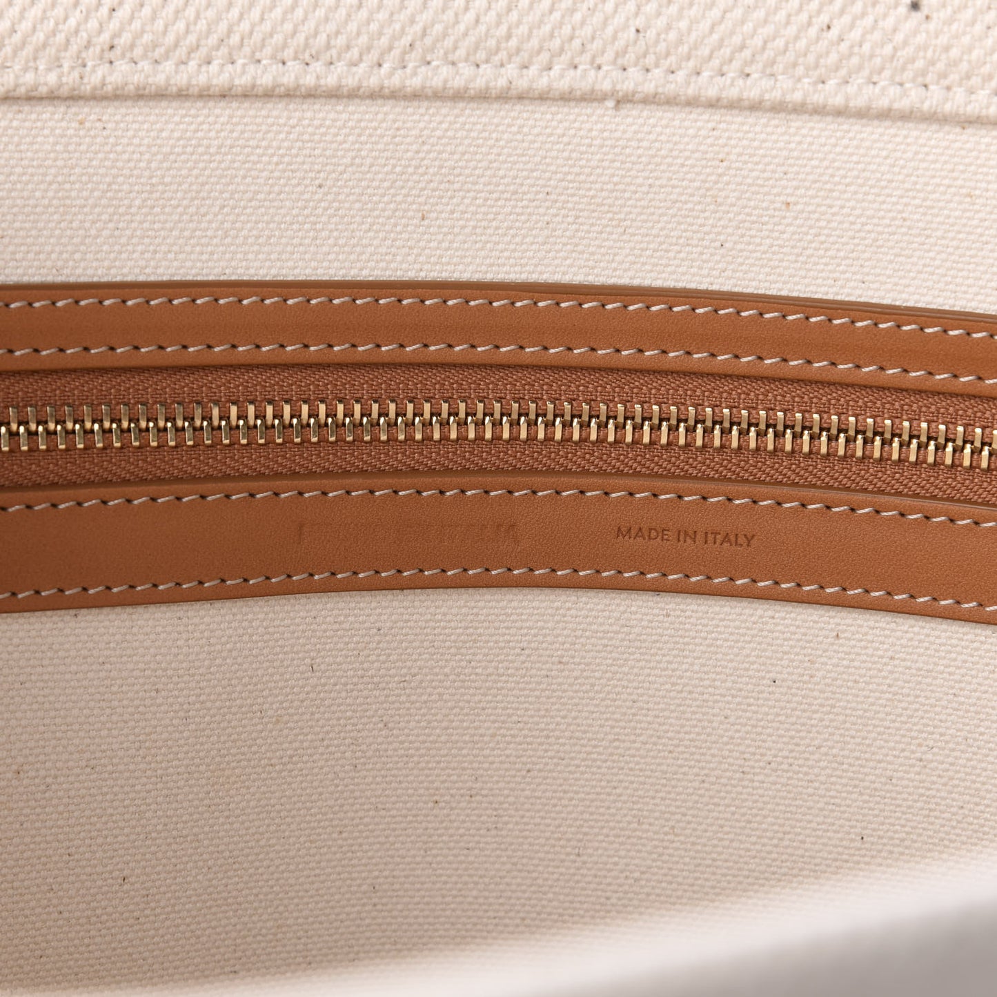 Canvas Calfskin Horizontal Cabas Natural Tan