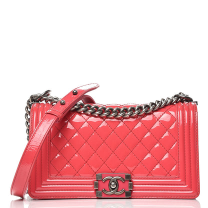Chanel Patent Quilted Medium Boy Flap Pink 1 of 12