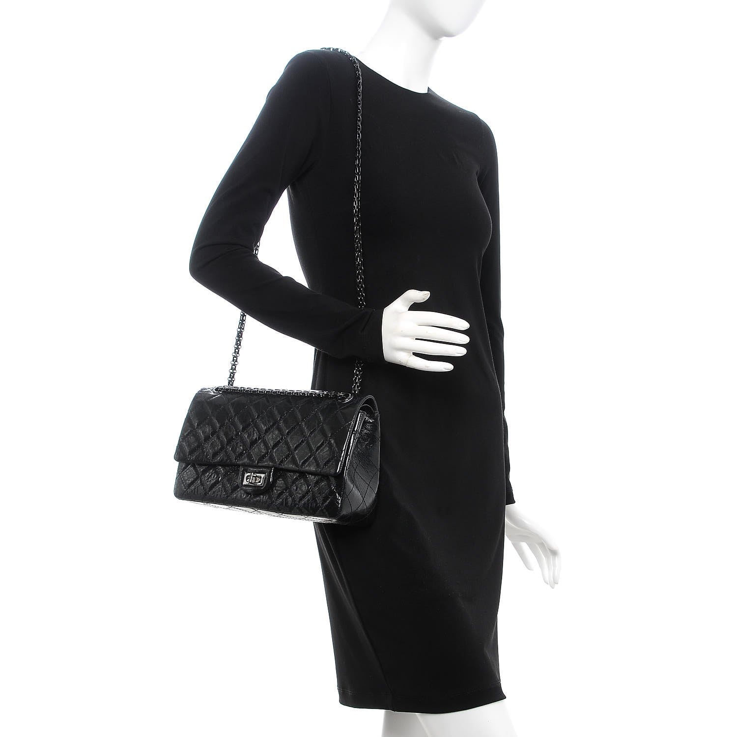 Chanel Glazed Calfskin Quilted 2.55 Reissue 226 Flap So Black 2 of 18
