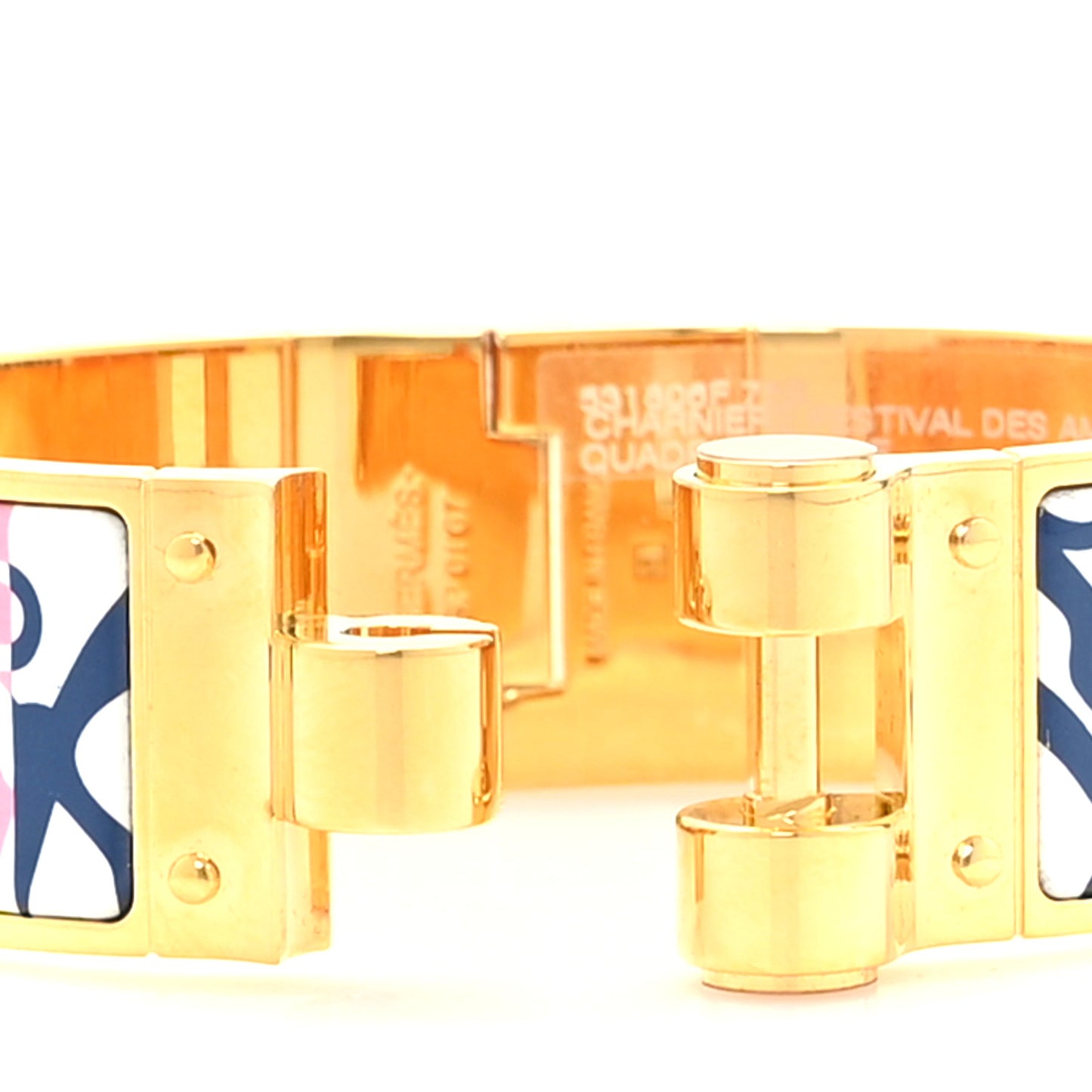 Enamel Printed Charniere Festival Des Ama Quadrichrome Wide Hinged Bracelet L