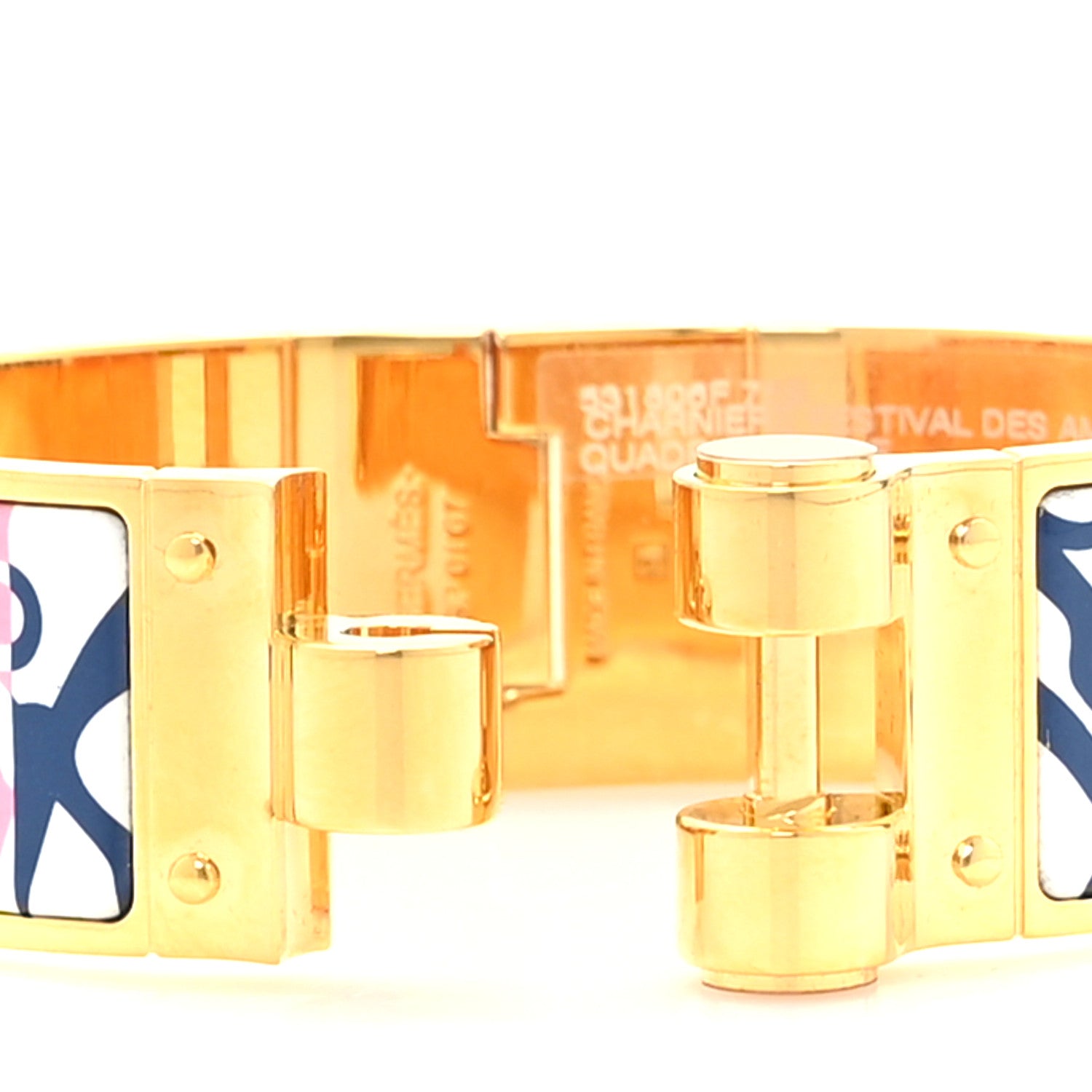 Hermes Enamel Printed Charniere Festival Des Ama Quadrichrome Wide Hinged Bracelet L 4 of 5