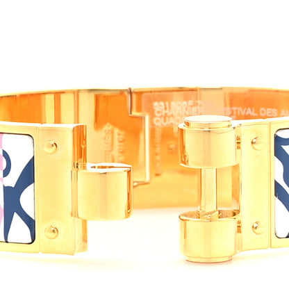 Hermes Enamel Printed Charniere Festival Des Ama Quadrichrome Wide Hinged Bracelet L 4 of 5