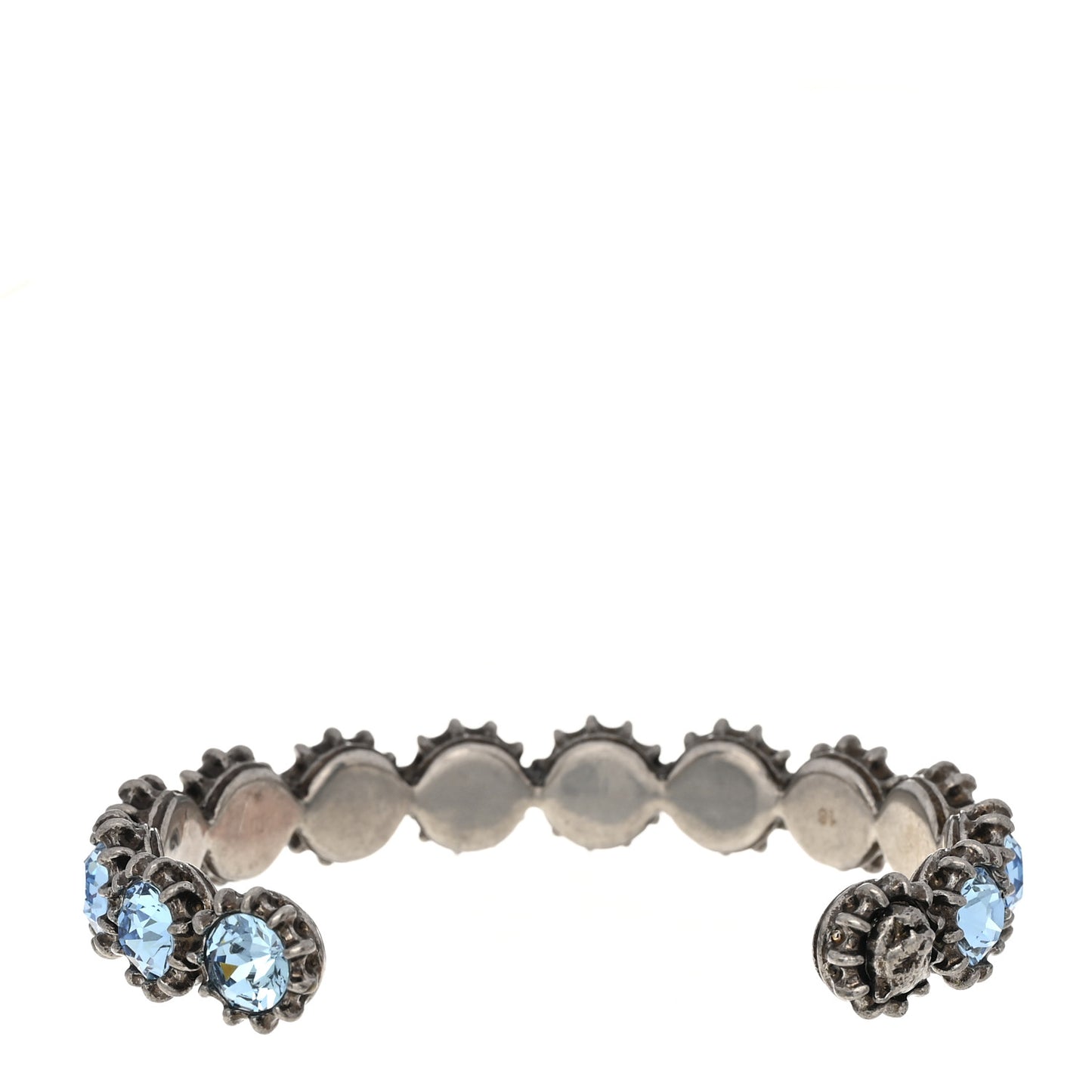 Metal Crystal Cuff Bracelet Aged Silver Blue