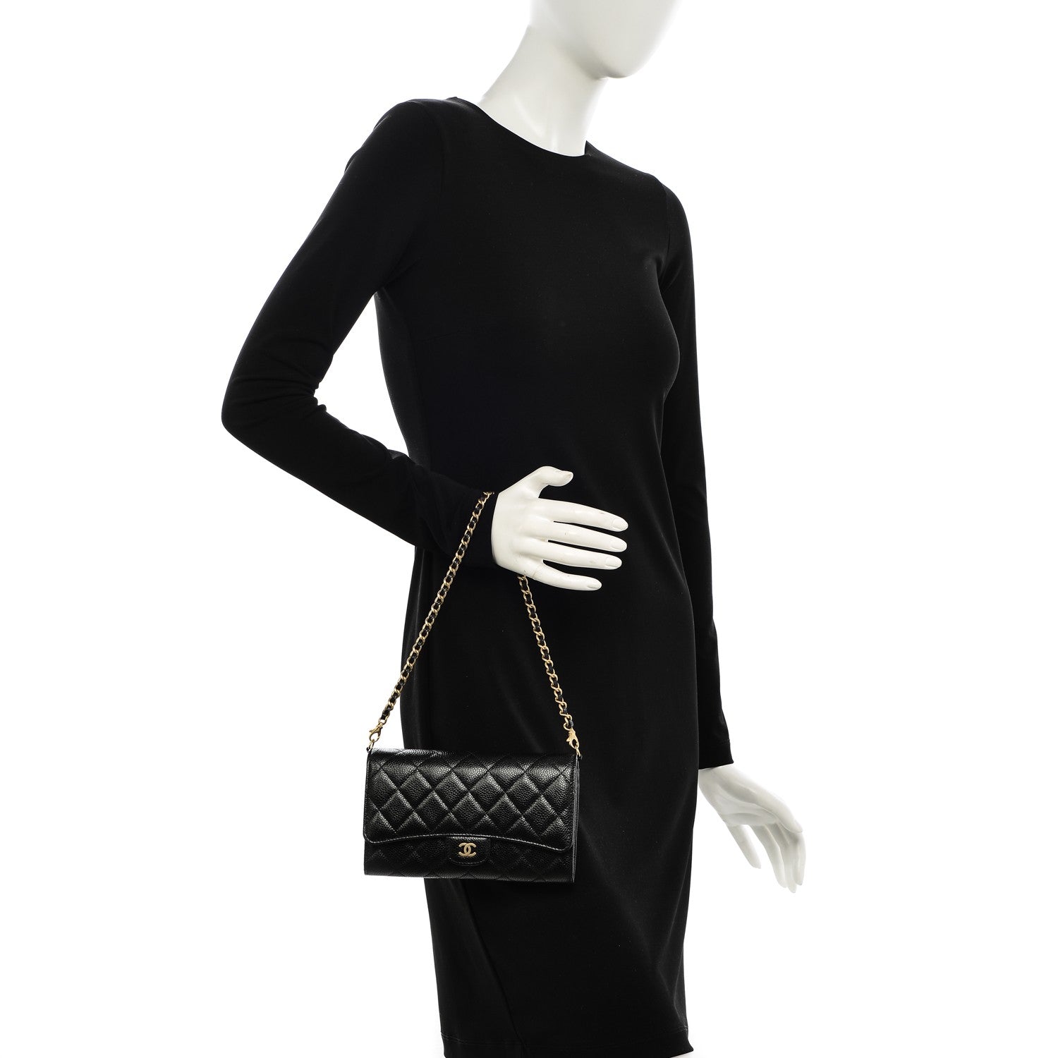 Chanel Caviar Quilted Wallet on Removable Chain Black 2 of 8