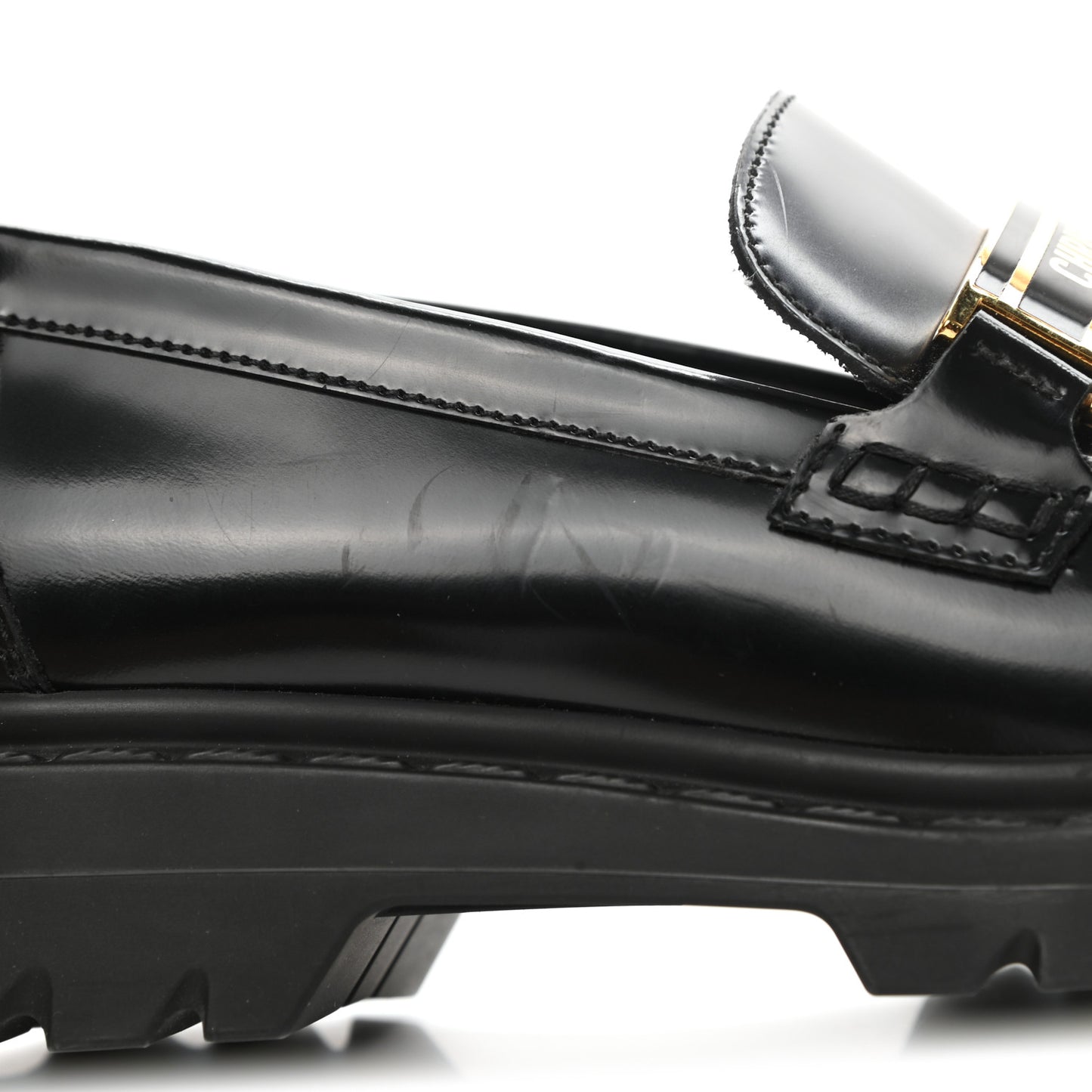 Brushed Calfskin Dior Code Lug Sole 15mm Loafers 35.5 Black
