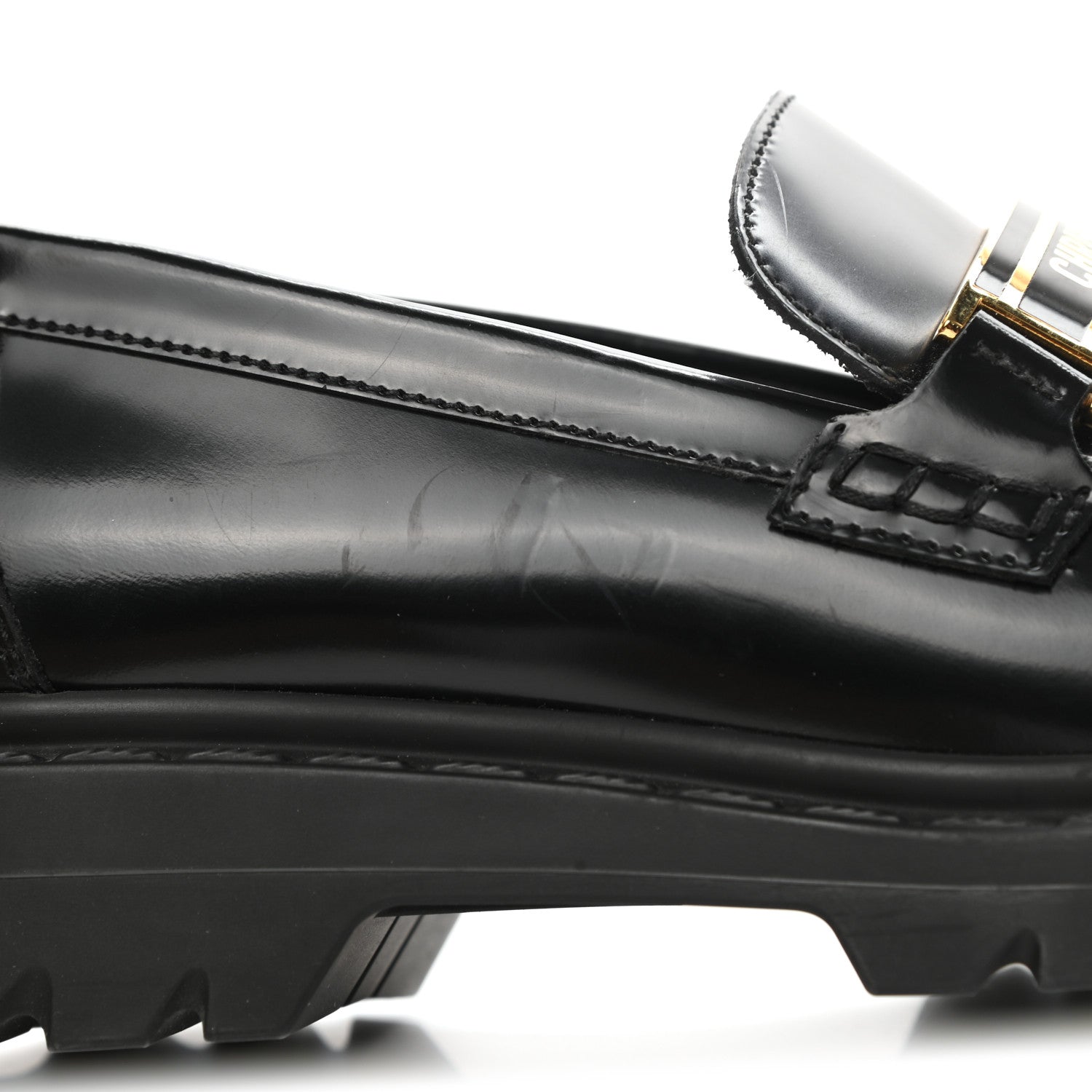 Christian Dior Brushed Calfskin Dior Code Lug Sole 15mm Loafers 35.5 Black 10 of 11