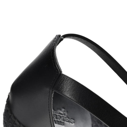 Hermes Calfskin Tipoli Espadrille Wedges 37 Black 12 of 14