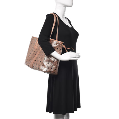 MCM Metallic Visetos Medium Liz Reversible Shopper Tote Champagne Gold 2 of 16