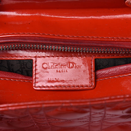 Christian Dior Patent Cannage Whipstitch Medium Lady Dior Red 6 of 28